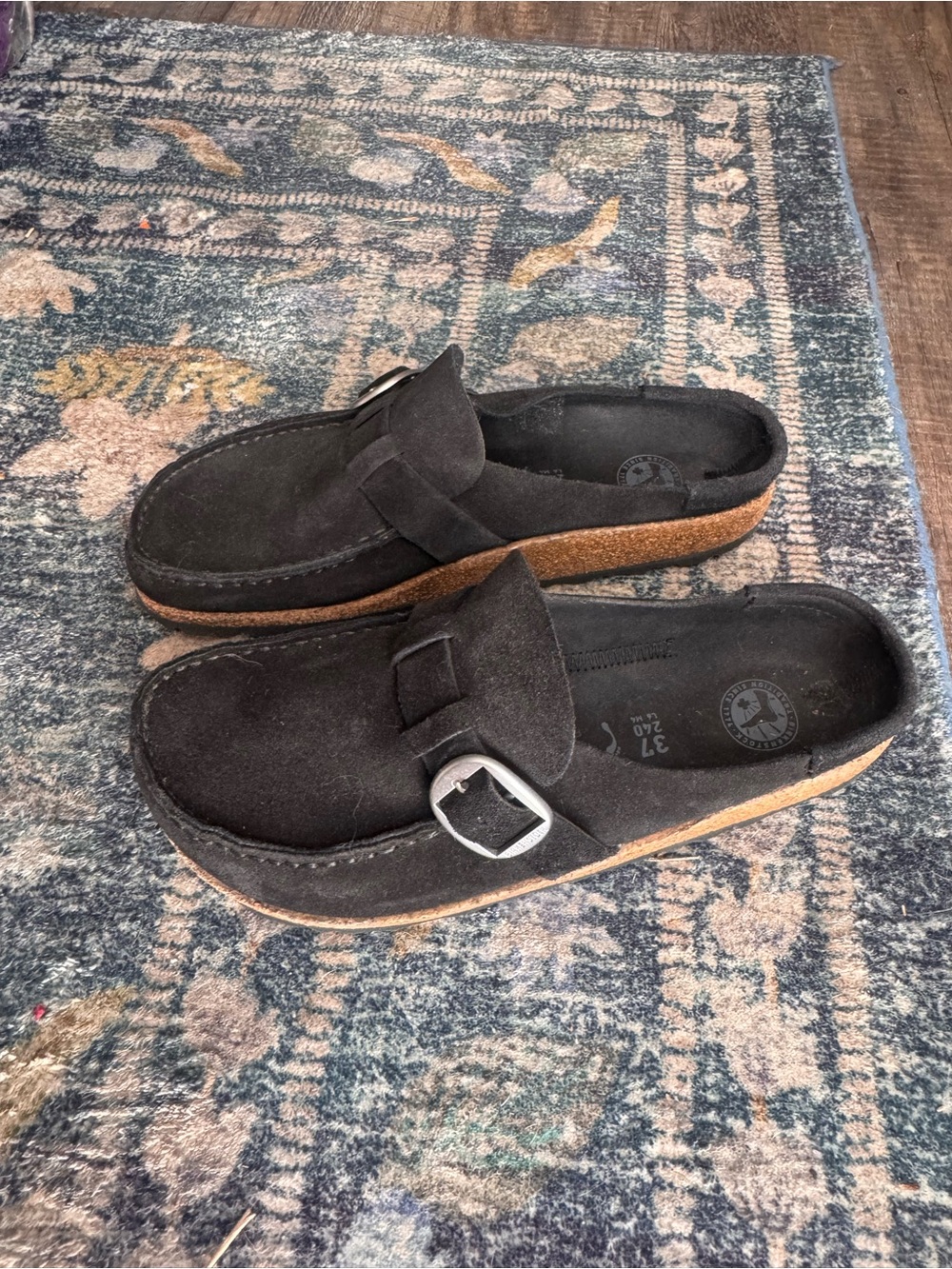 Birkenstock Naples Black Suede Slip-On Mule with Cork Sole